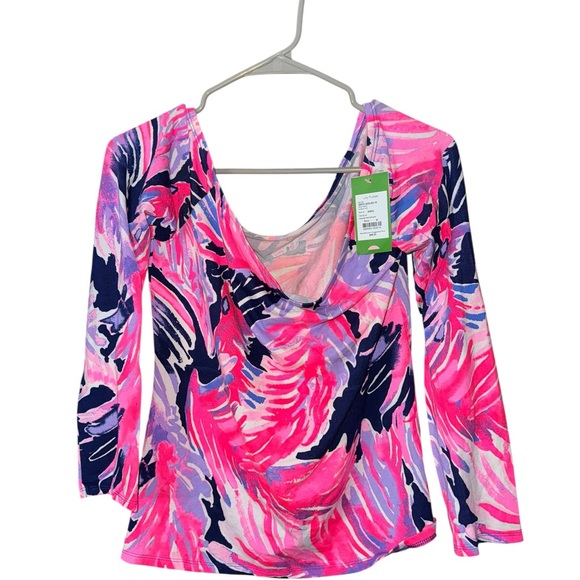 NWT Lilly Pulitzer Audelia Off Shoulder True Blue Top - Picture 3 of 7